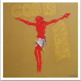 God is weak - No name, 2007, akryl, sprej, nůž na plátně,190x190cm