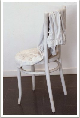 Socha židle, 1964, dřevo, textil, disperse, 100x40x45 cm